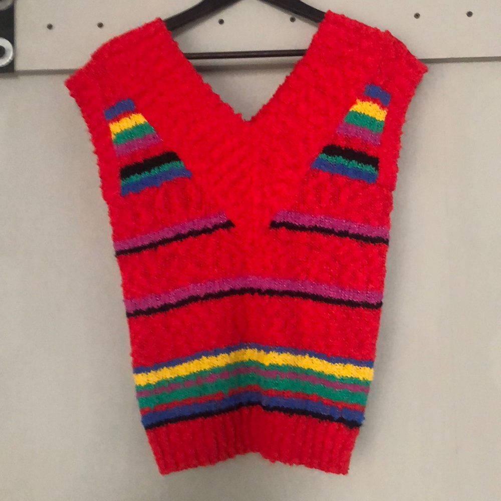 Vntg  Beldoch Popper V-neck Shortsleeve Sweater S